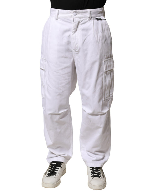 Dolce & Gabbana White Cotton Men Cargo Denim Trouser Men's Jeans (Pre-Owned)