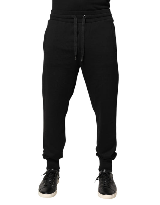 Dolce & Gabbana Black Cotton Mid Waist Jogger Trousers Men's Pants (Pre-Owned)