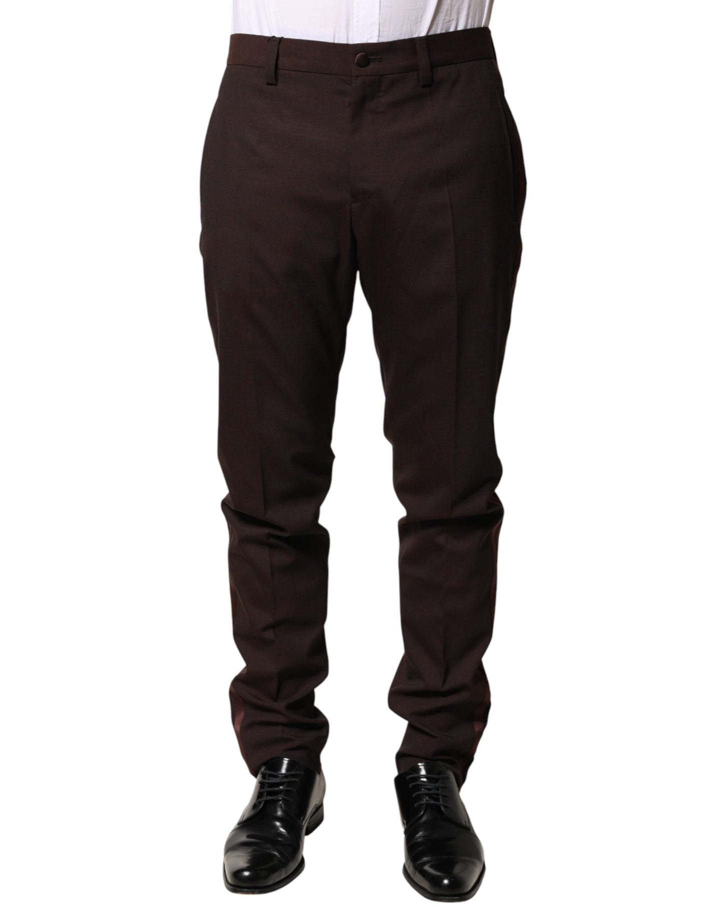 Dolce & Gabbana Brown Polyester Men Dress Trousers Men's Pants