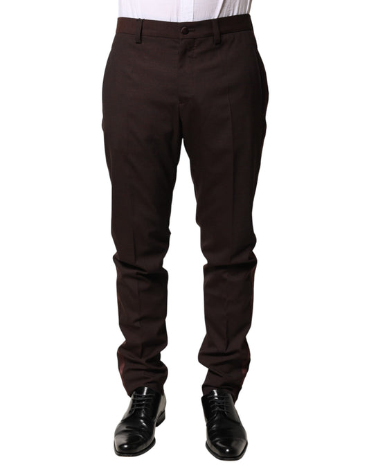 Dolce & Gabbana Brown Polyester Men Dress Trousers Men's Pants