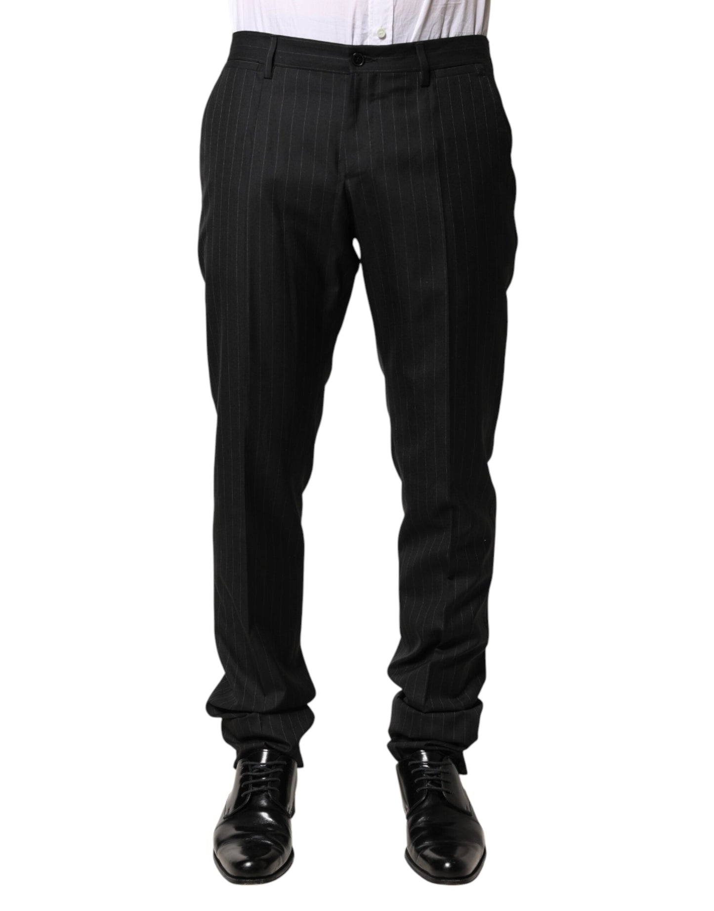 Dolce & Gabbana Black Stripes Wool Men Dress Trousers Men's Pants