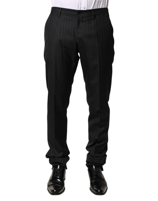 Dolce & Gabbana Black Stripes Wool Men Dress Trousers Men's Pants