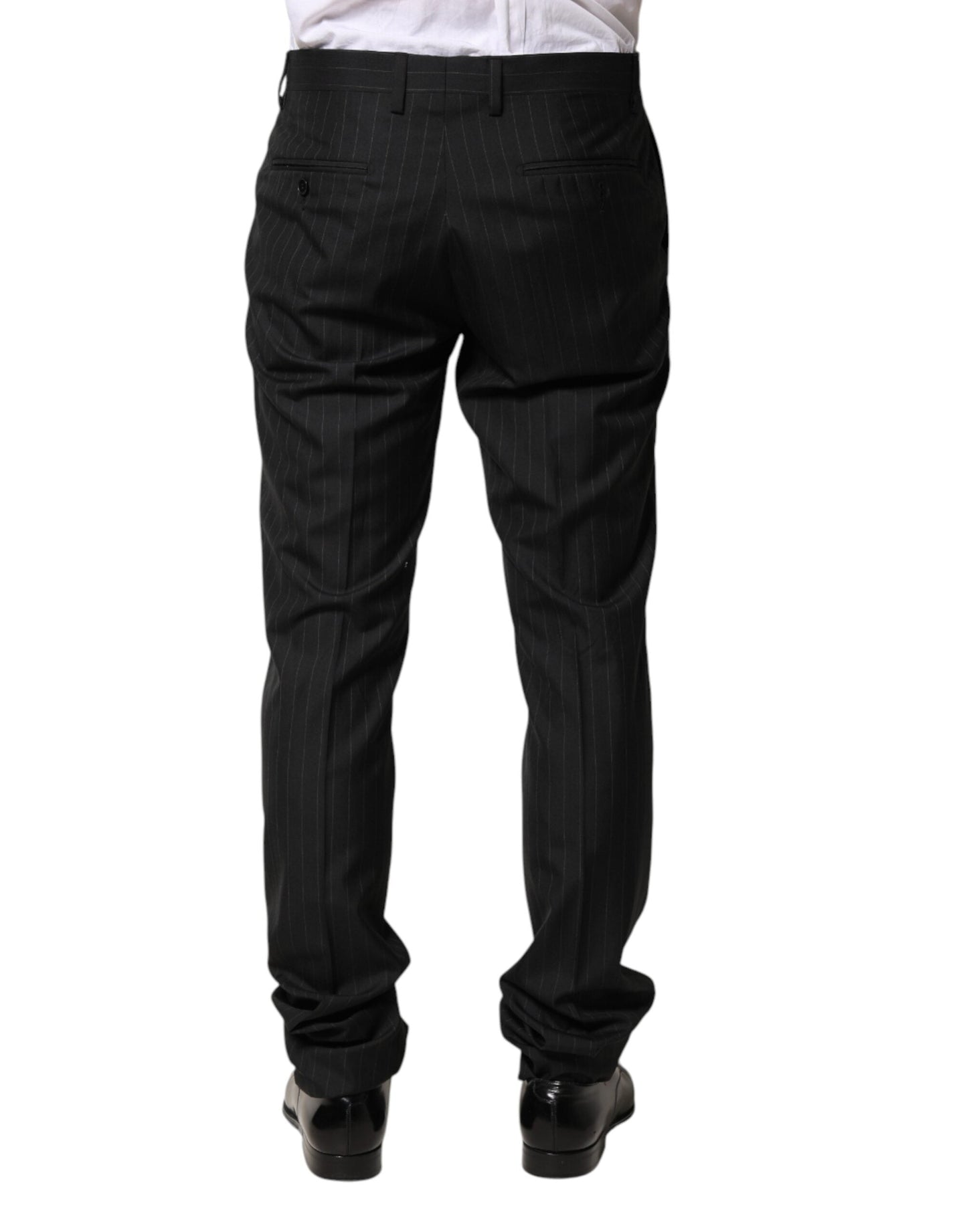 Dolce & Gabbana Black Stripes Wool Men Dress Trousers Men's Pants