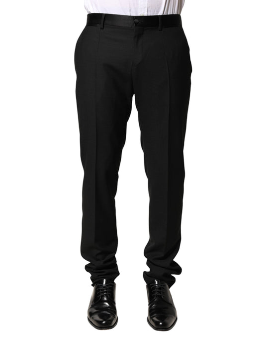 Dolce & Gabbana Black Wool Mid Waist Men Dress Trousers Men's Pants
