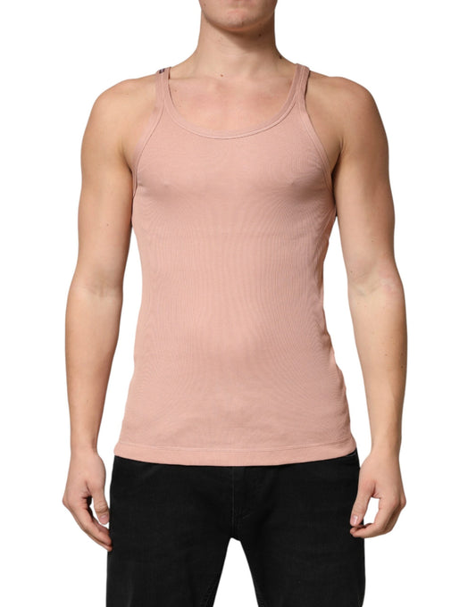 Dolce & Gabbana Pink Sleeveless Round Neck Tank Top  Men's T-shirt