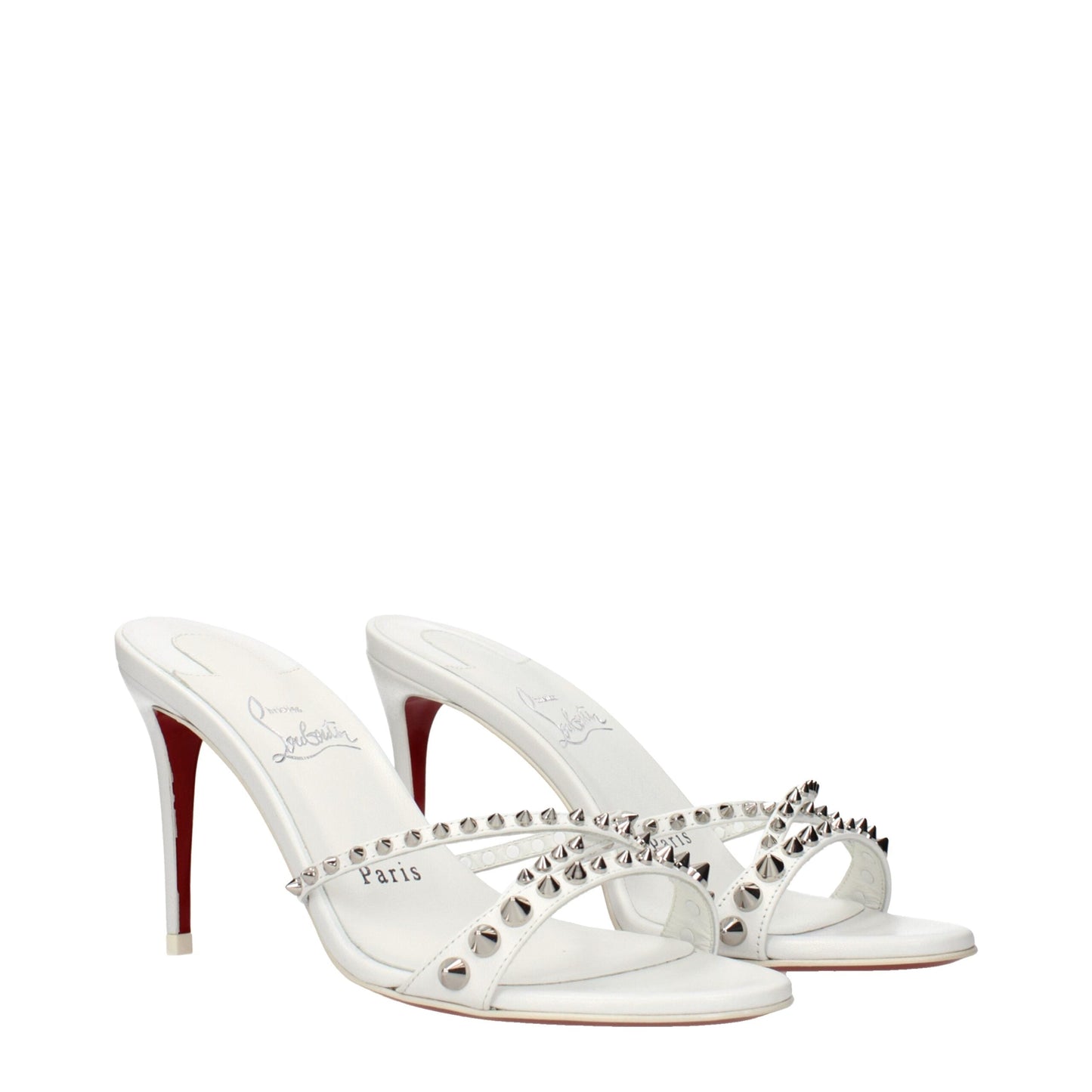 Christian Louboutin White Leather Stiletto Heel Women's Sandals