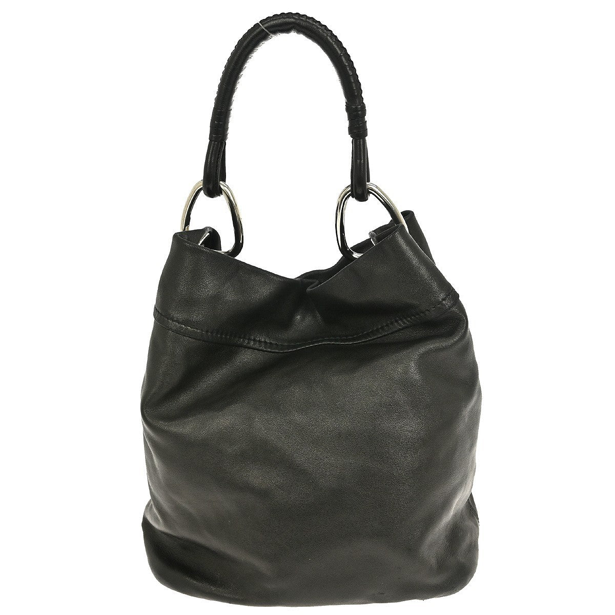 Prada Vintage Handbag Leather Black Leather Handbag (Pre-Owned)
