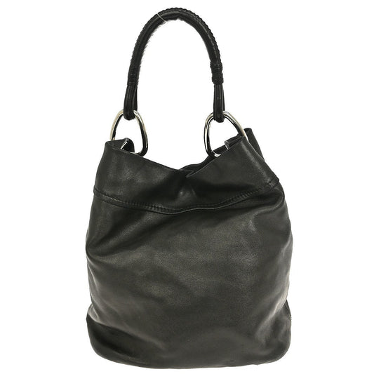 Prada Vintage Handbag Leather Black Leather Handbag (Pre-Owned)