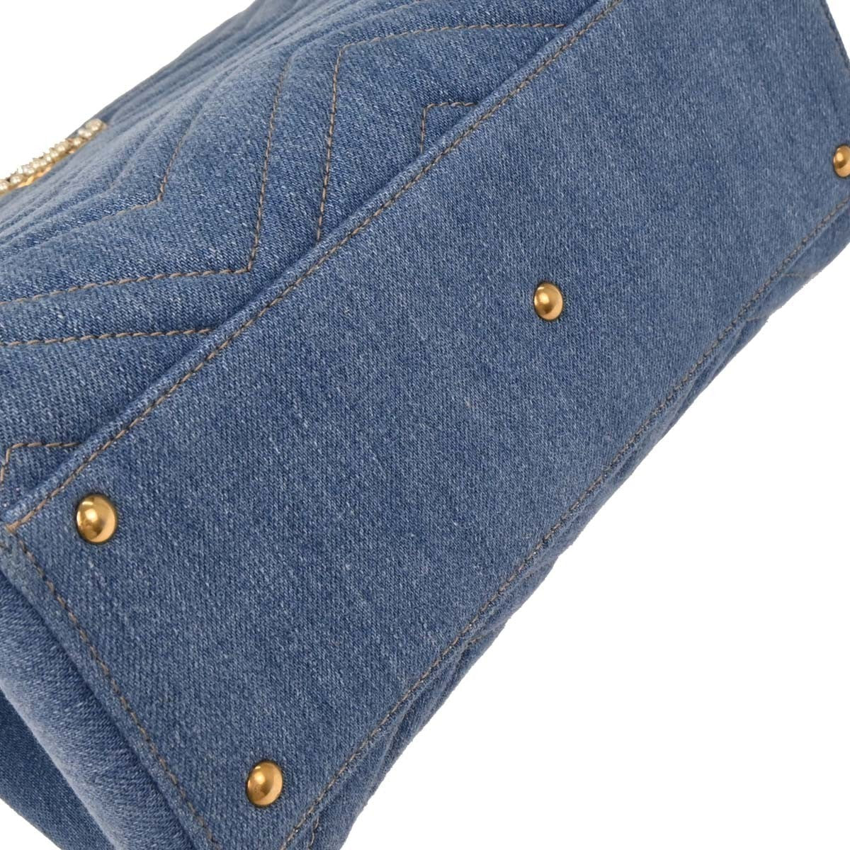 Gucci Pearly Gg Marmont Tote Matelasse Denim Blue Denim_Jeans Tote Bag Bag (Pre-Owned)