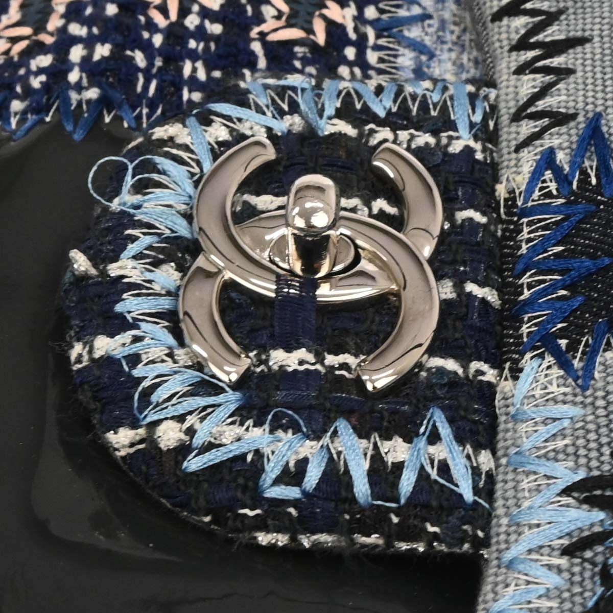 Chanel Flap Bag Multicolor Patchwork Tweed, Caviar With Calfskin Multicolour Tweed Shoulder Bag Bag (Pre-Owned)