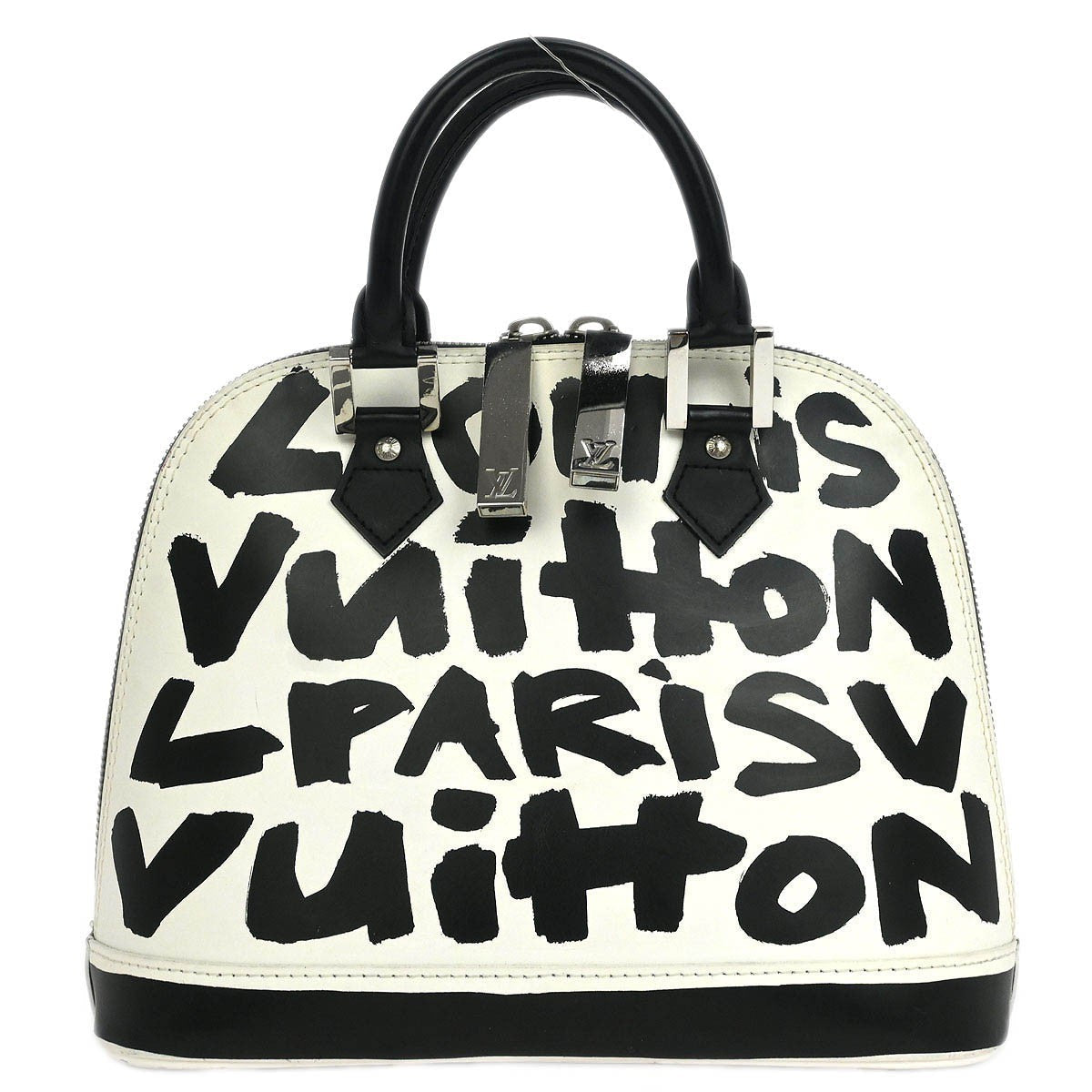 Louis Vuitton Alma Handbag Limited Edition Graffiti Leather Black Leather Handbag (Pre-Owned)