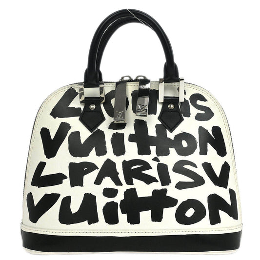 Louis Vuitton Alma Handbag Limited Edition Graffiti Leather Black Leather Handbag (Pre-Owned)