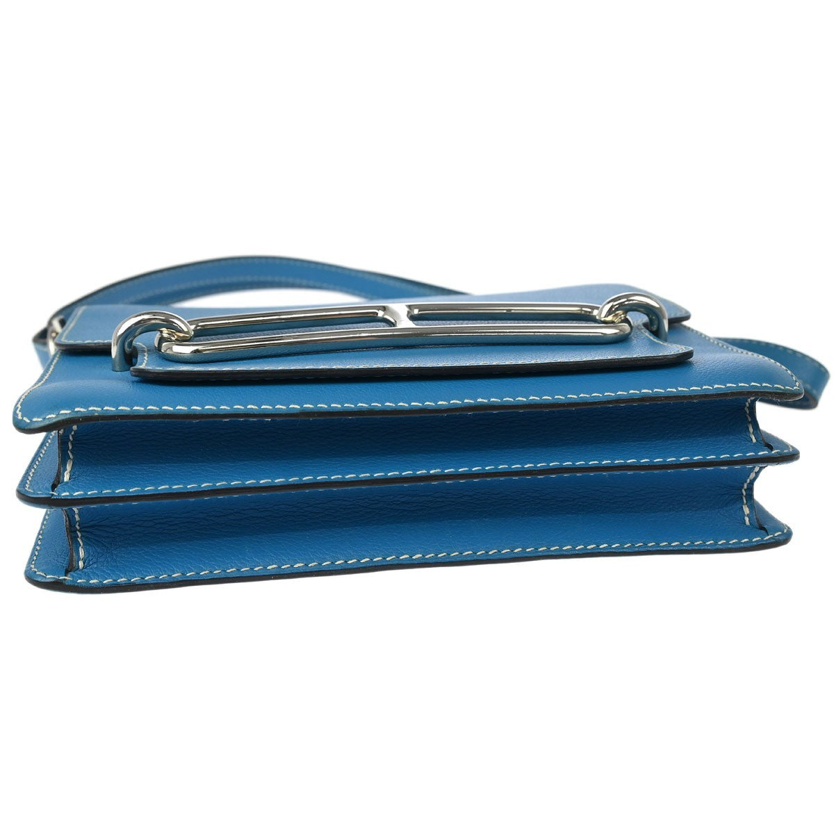 Hermes Roulis Bag Evercolor Blue Leather Shoulder Bag Bag (Pre-Owned)