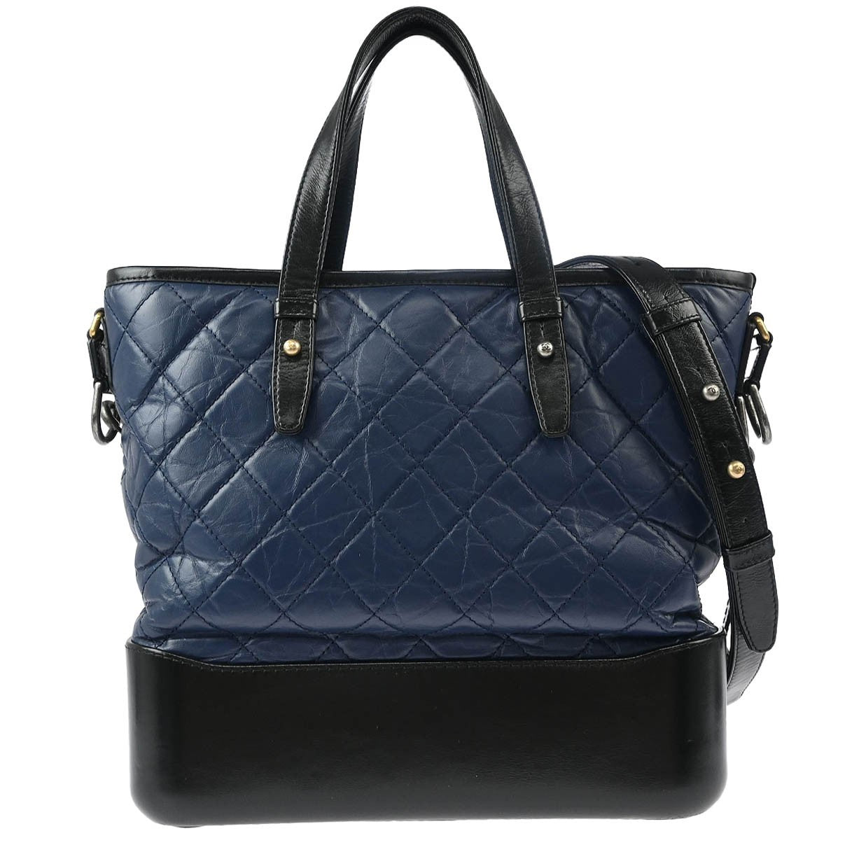 Chanel Gabrielle Shopping Tote Quilted Calfskin Blue Leather Tote Bag Bag (Pre-Owned)