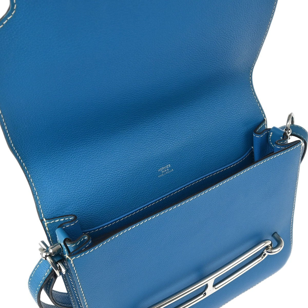 Hermes Roulis Bag Evercolor Blue Leather Shoulder Bag Bag (Pre-Owned)