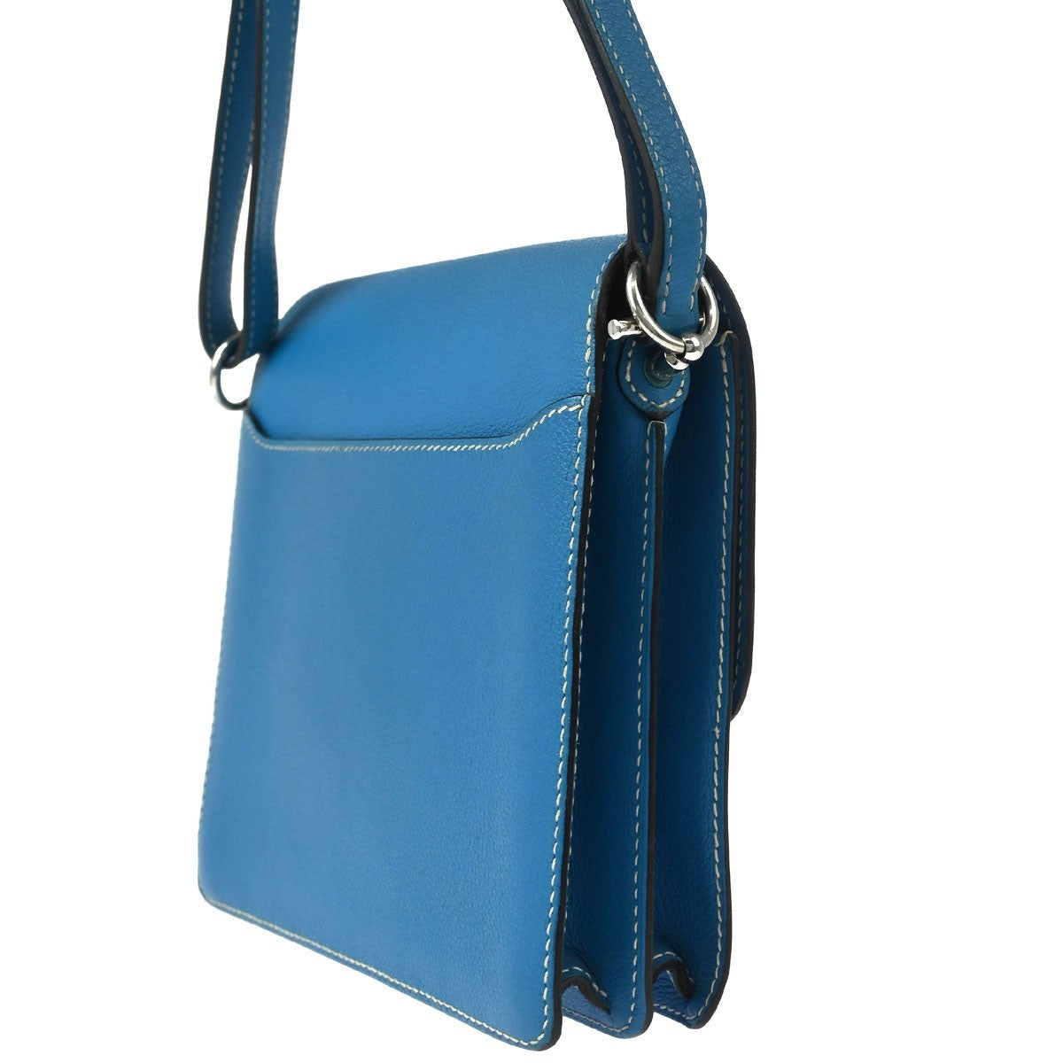 Hermes Roulis Bag Evercolor Blue Leather Shoulder Bag Bag (Pre-Owned)