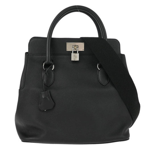 Hermes Toolbox Bag Swift Black Leather Handbag (Pre-Owned)