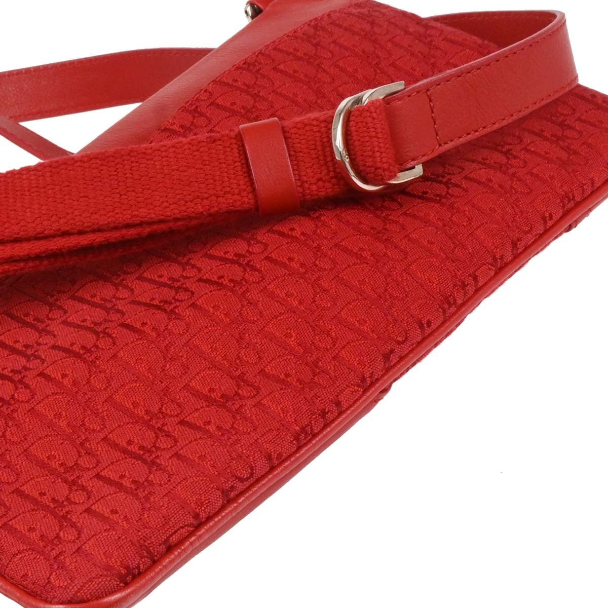 Christian Dior Trotter Shoulder Bag Canvas Red Canvas Shoulder Bag Bag (Pre-Owned)