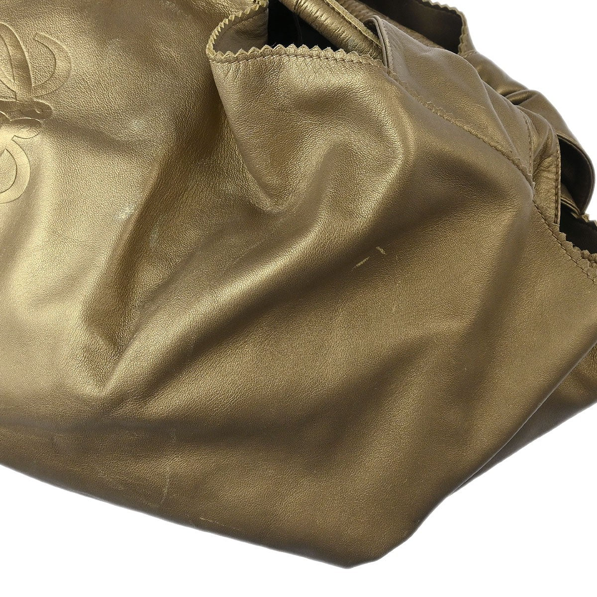 Loewe Anagram Logo Nappa Aire Hand Bag Leather Gold Leather Handbag (Pre-Owned)