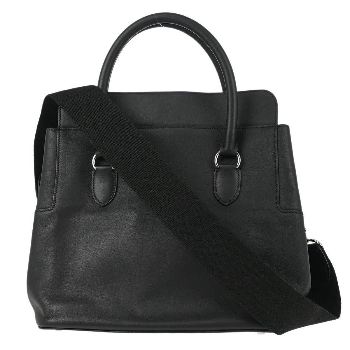 Hermes Toolbox Bag Swift Black Leather Handbag (Pre-Owned)