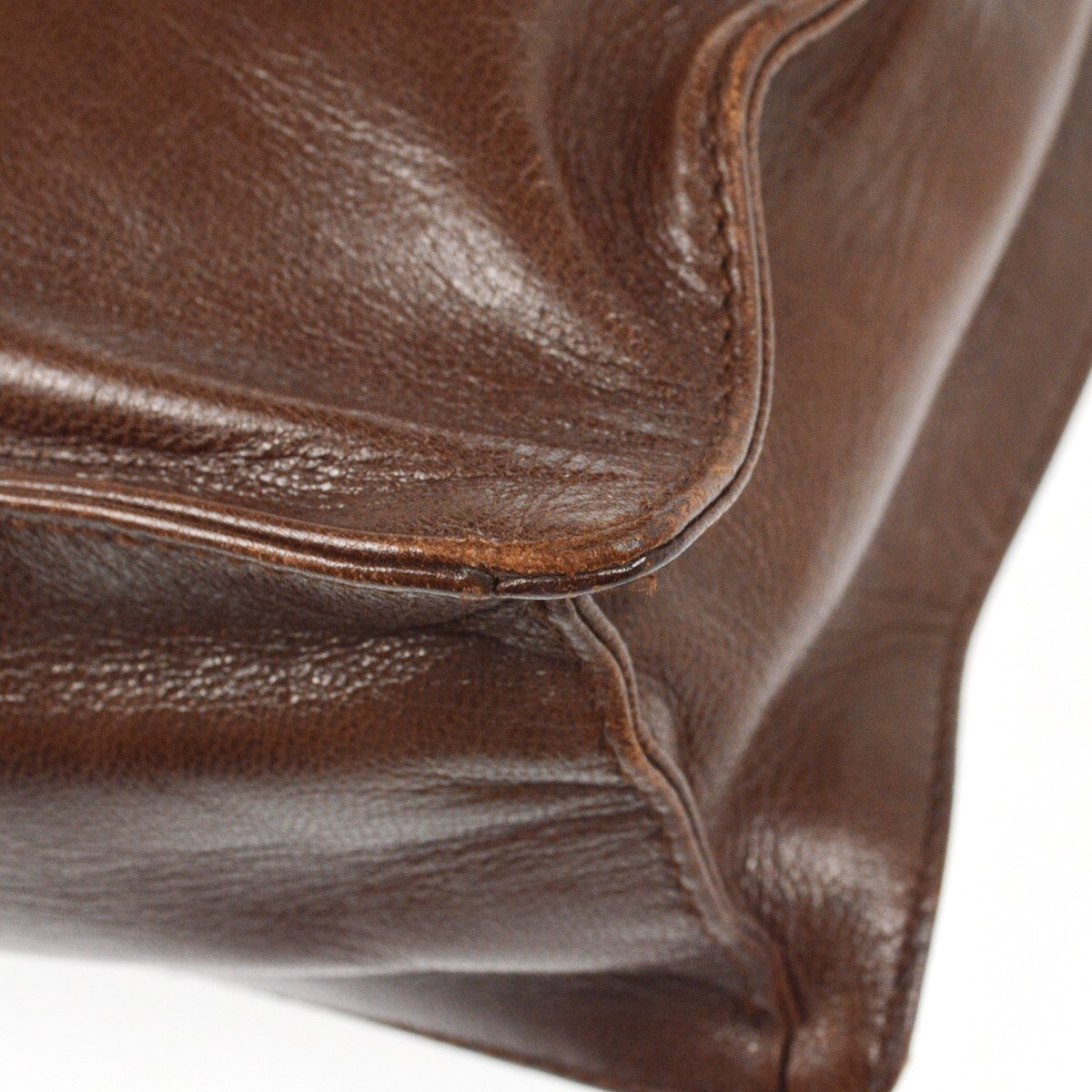 Prada Vintage Tote Leather Brown Leather Tote Bag Bag (Pre-Owned)