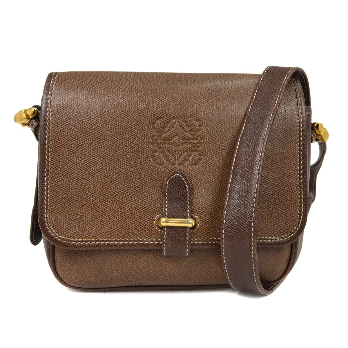 Loewe Vintage Shoulder Bag Leather Brown Leather Shoulder Bag Bag (Pre-Owned)