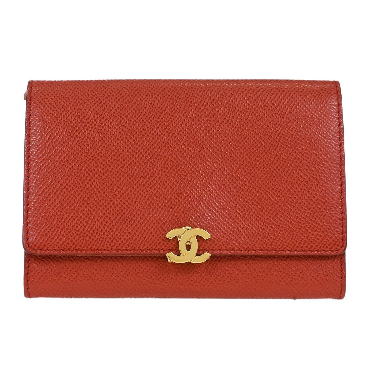 Chanel Vintage Cc Flap Wallet Leather Red Leather Wallets Accessory (Pre-Owned)