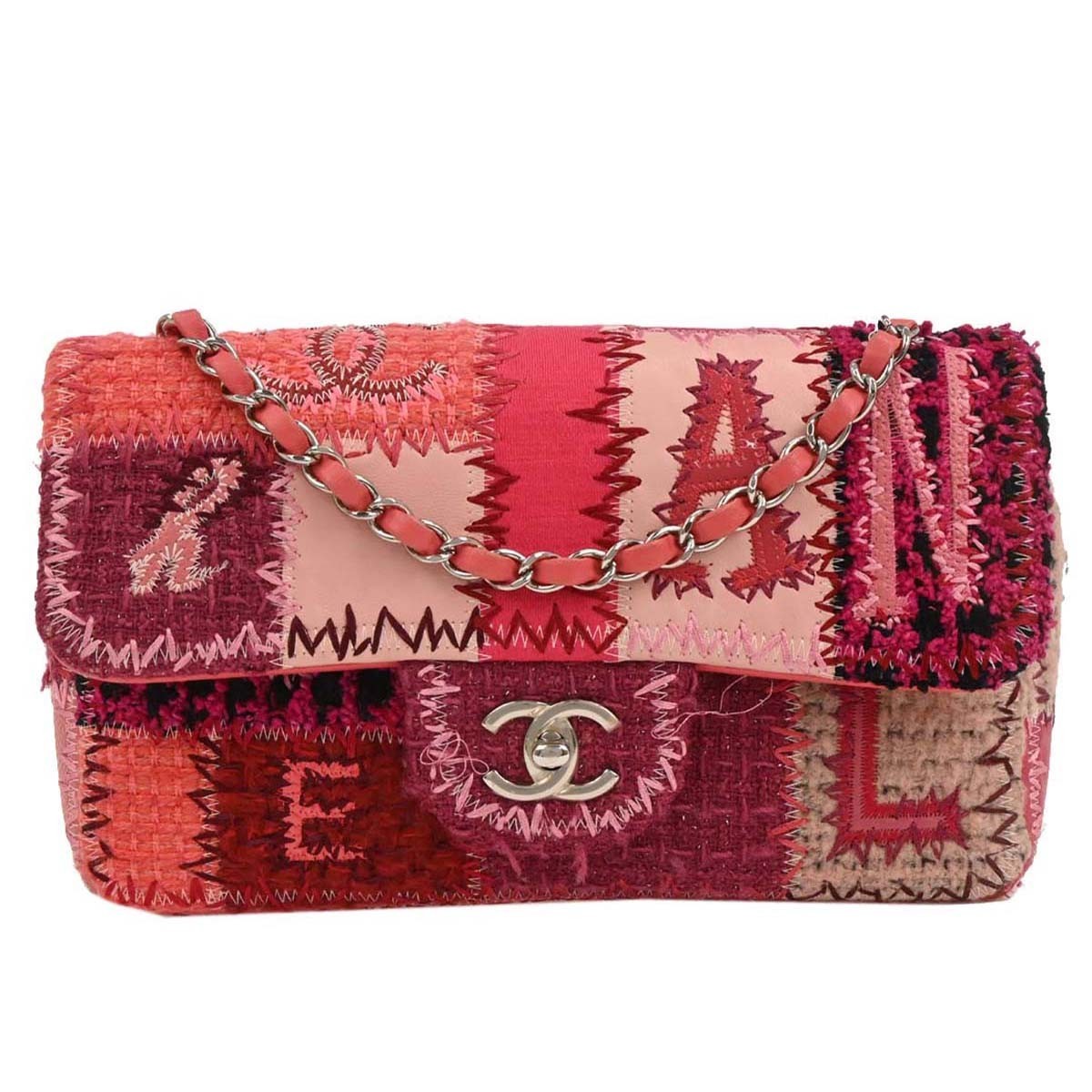 Chanel Flap Bag Multicolor Patchwork Tweed, Caviar With Calfskin Multicolour Tweed Shoulder Bag Bag (Pre-Owned)