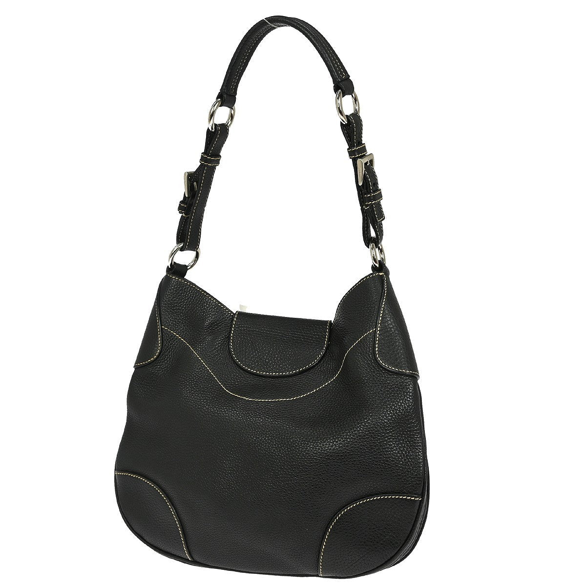 Prada Vintage Shoulder Bag Leather Black Leather Shoulder Bag Bag (Pre-Owned)