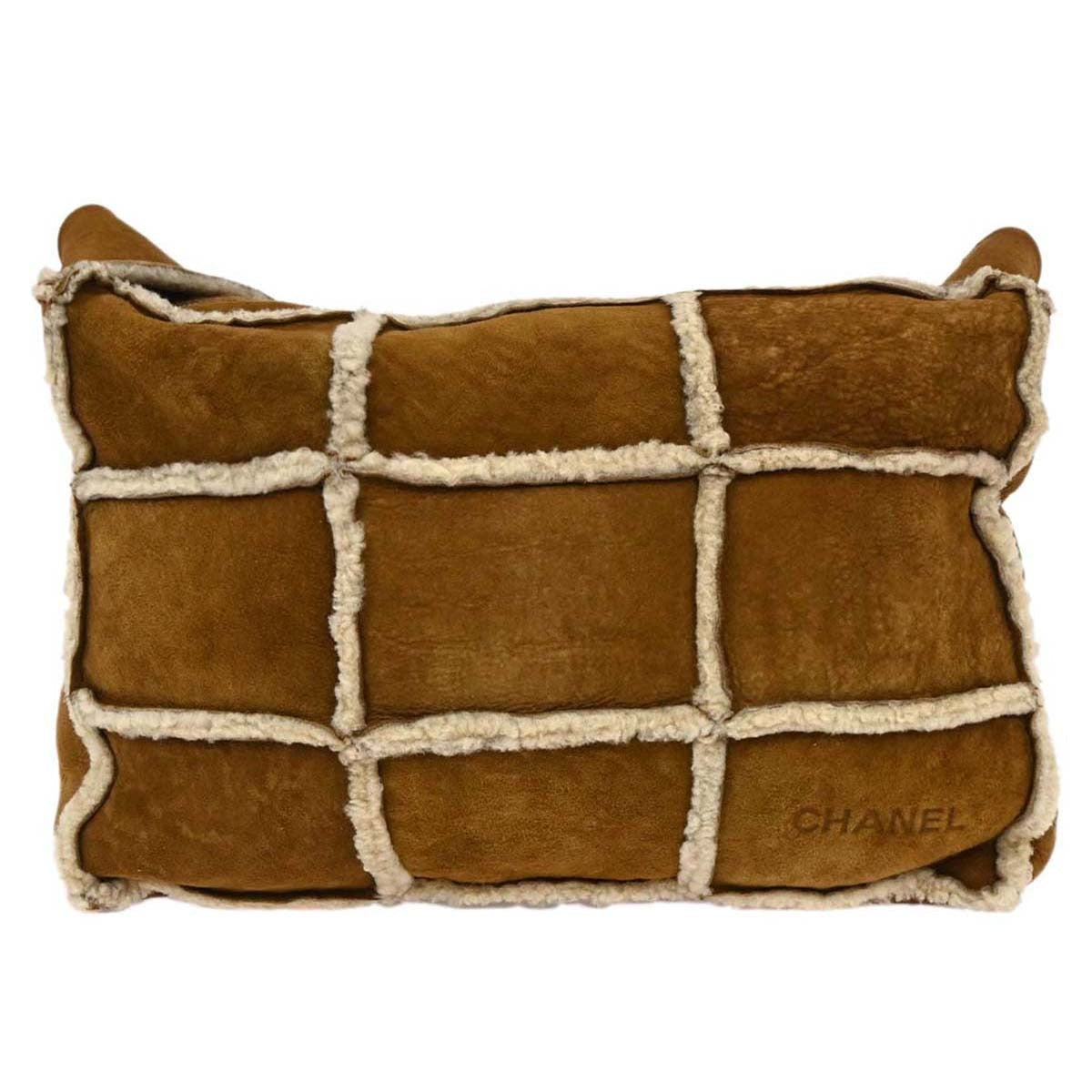 Chanel Flap Shoulder Bag Shearling And Suede Brown Suede Shoulder Bag Bag (Pre-Owned)