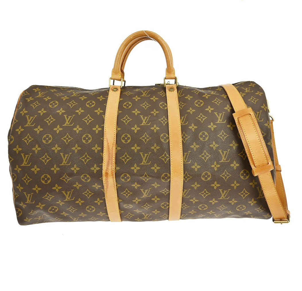 Louis Vuitton Keepall Bandouliere Bag Monogram Canvas Brown Canvas Travel Bag Bag (Pre-Owned)