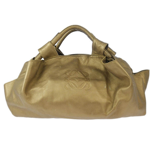 Loewe Anagram Logo Nappa Aire Hand Bag Leather Gold Leather Handbag (Pre-Owned)