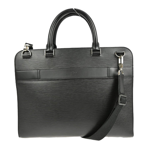 Louis Vuitton Bassano Briefcase Epi Leather Black Leather Handbag (Pre-Owned)