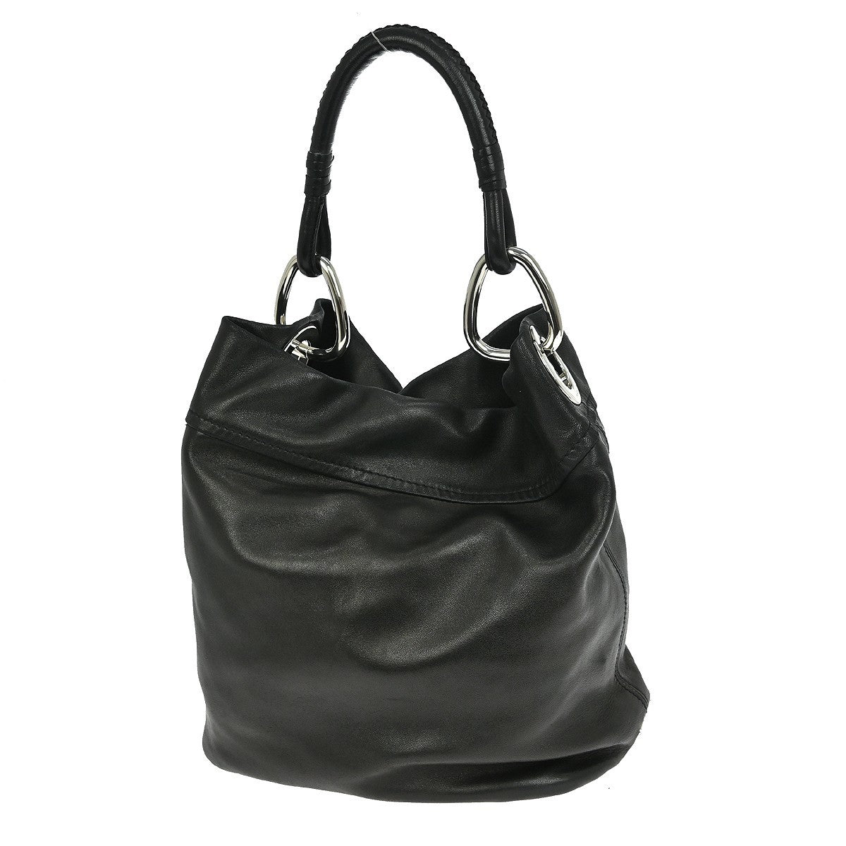 Prada Vintage Handbag Leather Black Leather Handbag (Pre-Owned)