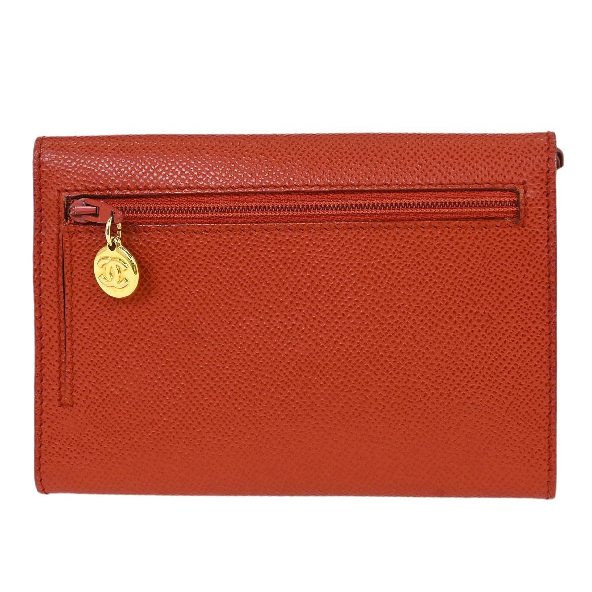 Chanel Vintage Cc Flap Wallet Leather Red Leather Wallets Accessory (Pre-Owned)