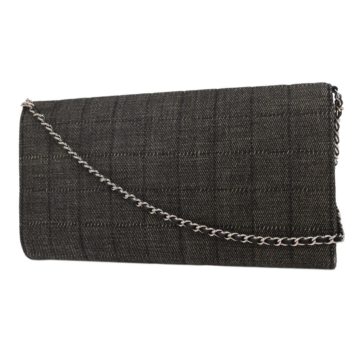 Chanel Chocolate Bar Flap Bag Quilted Denim Gray Denim_Jeans Shoulder Bag Bag (Pre-Owned)