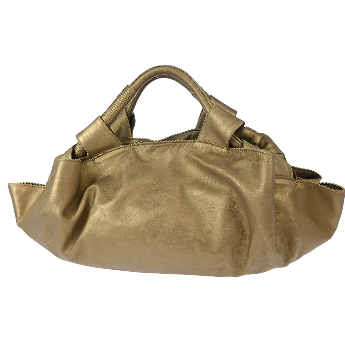 Loewe Anagram Logo Nappa Aire Hand Bag Leather Gold Leather Handbag (Pre-Owned)
