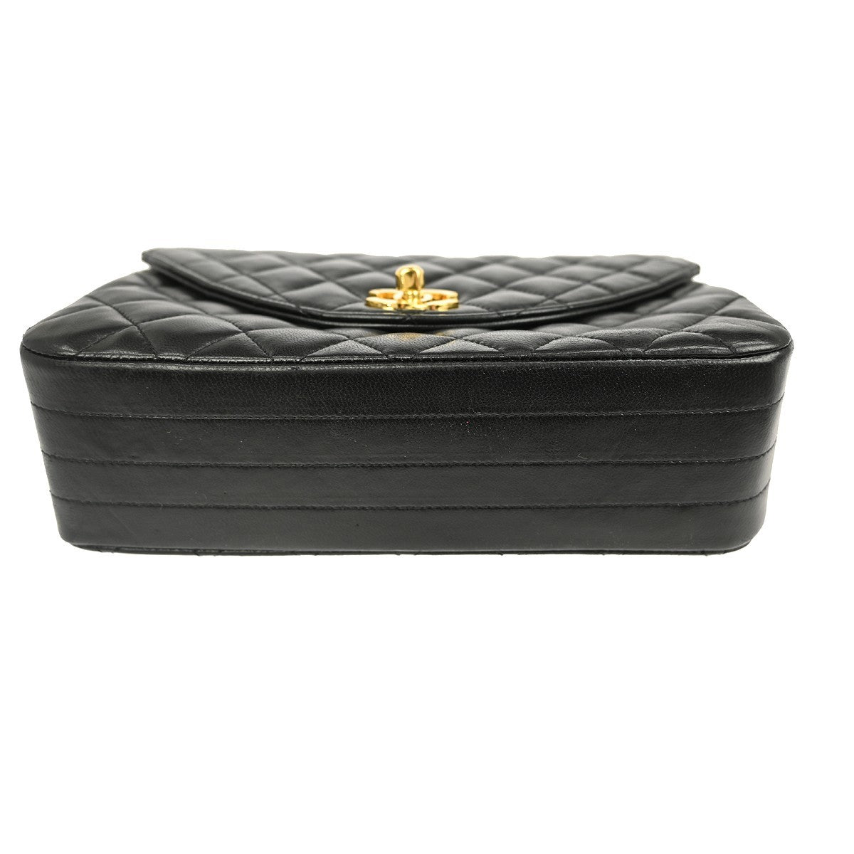 Chanel Vintage Round Cc Chain Crossbody Bag Quilted Lambskin Black Leather Shoulder Bag Bag (Pre-Owned)