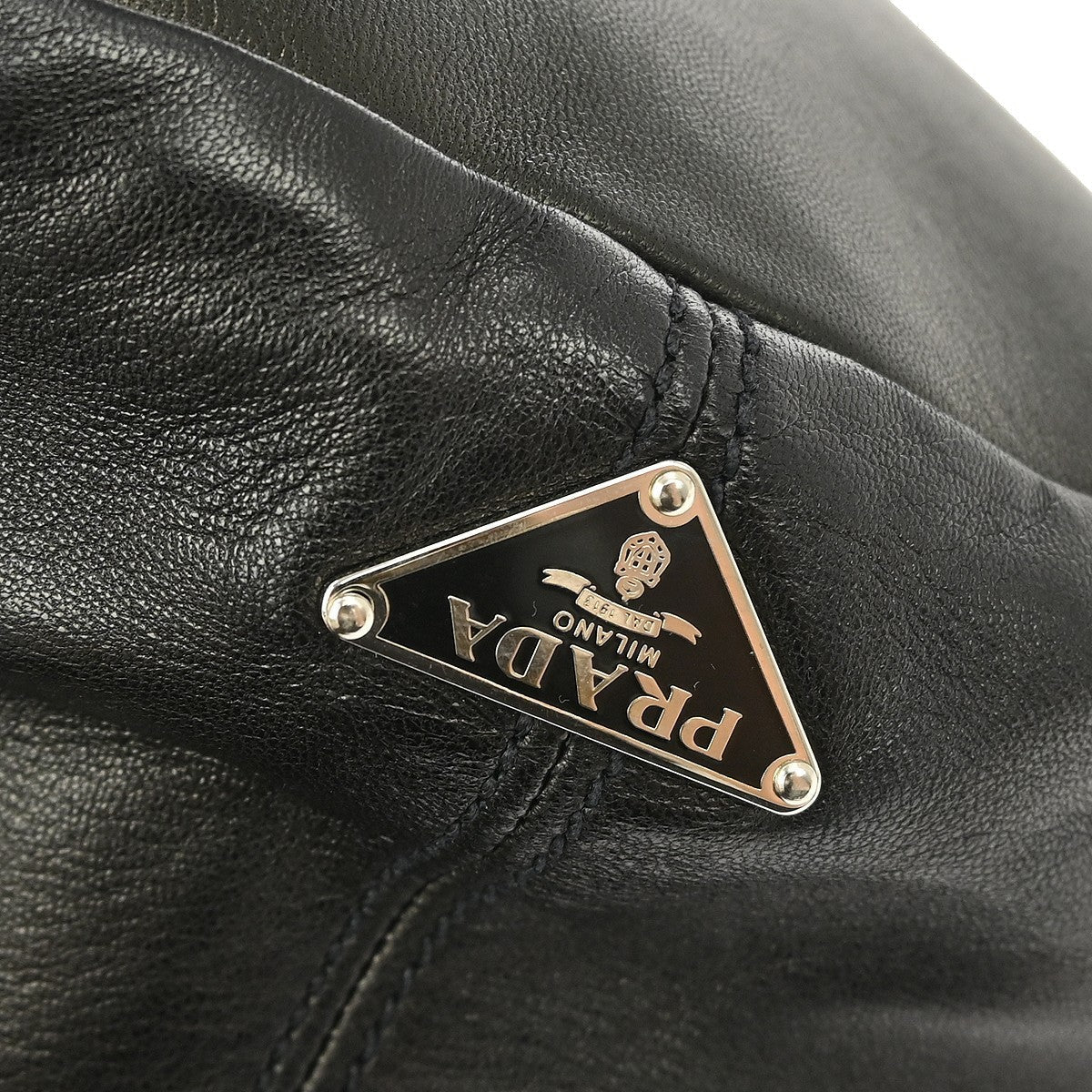 Prada Vintage Handbag Leather Black Leather Handbag (Pre-Owned)
