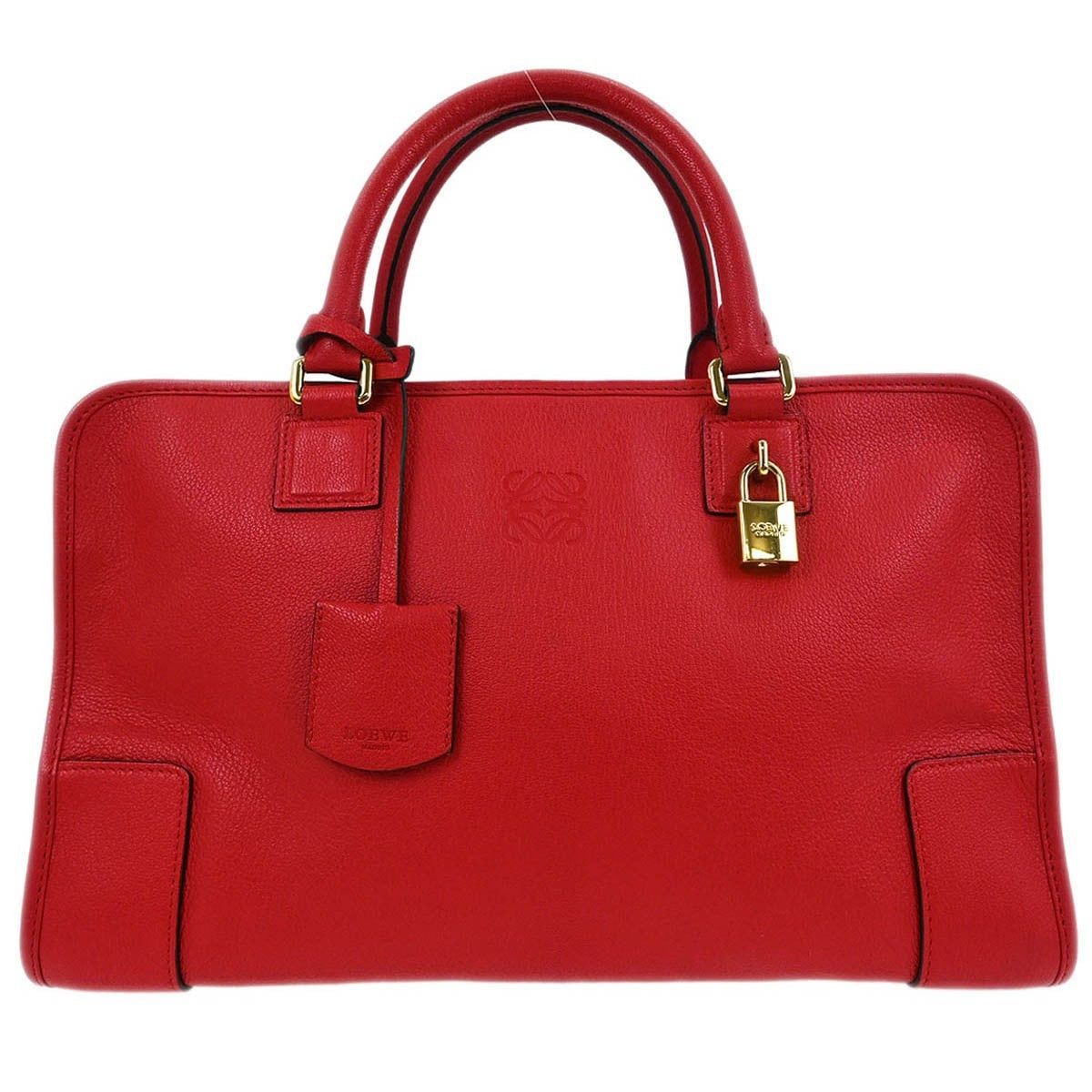 Loewe Amazona Bag Leather Red Leather Handbag (Pre-Owned)