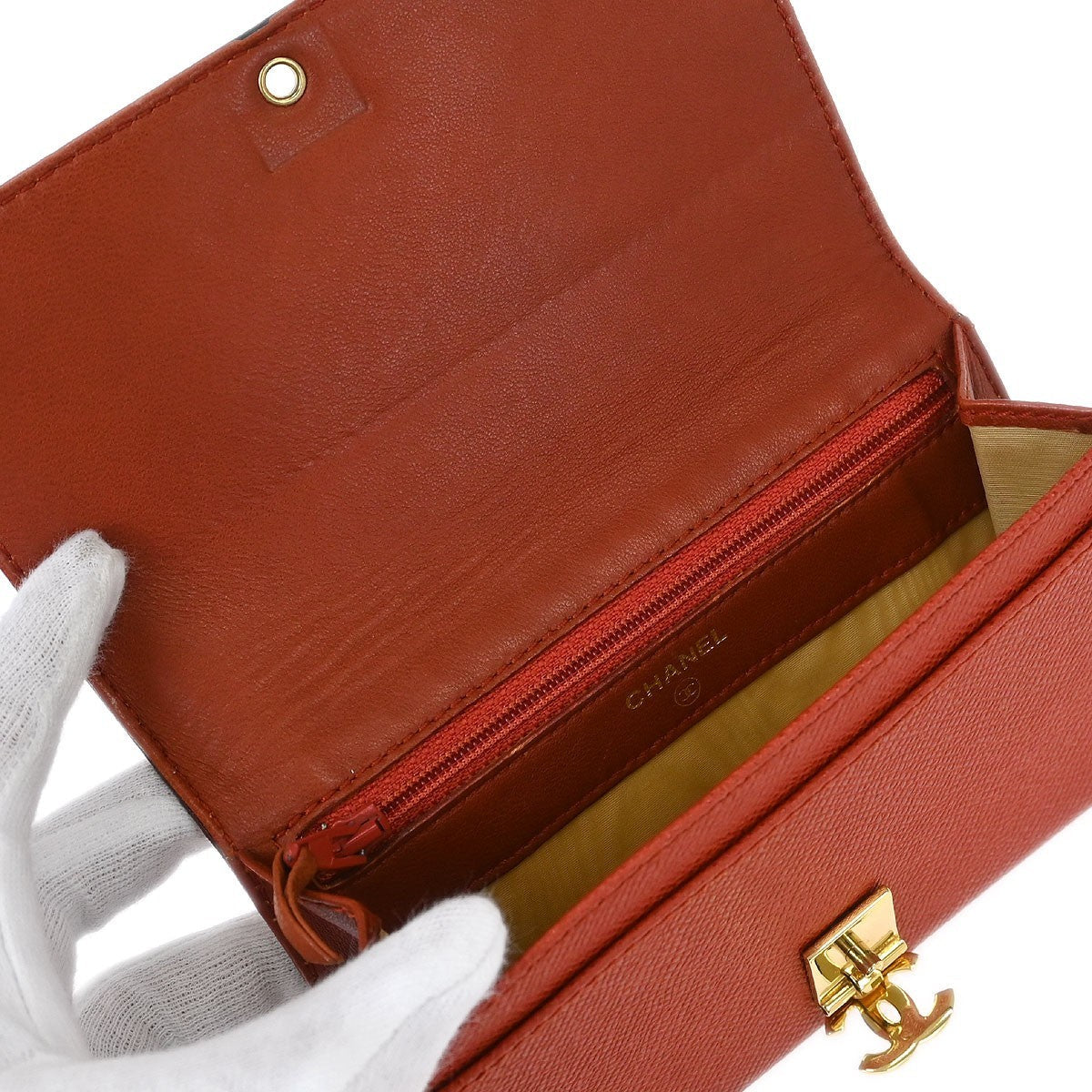 Chanel Vintage Cc Flap Wallet Leather Red Leather Wallets Accessory (Pre-Owned)