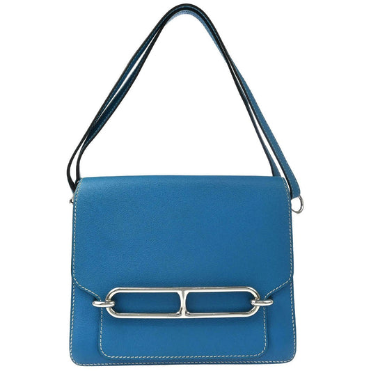 Hermes Roulis Bag Evercolor Blue Leather Shoulder Bag Bag (Pre-Owned)