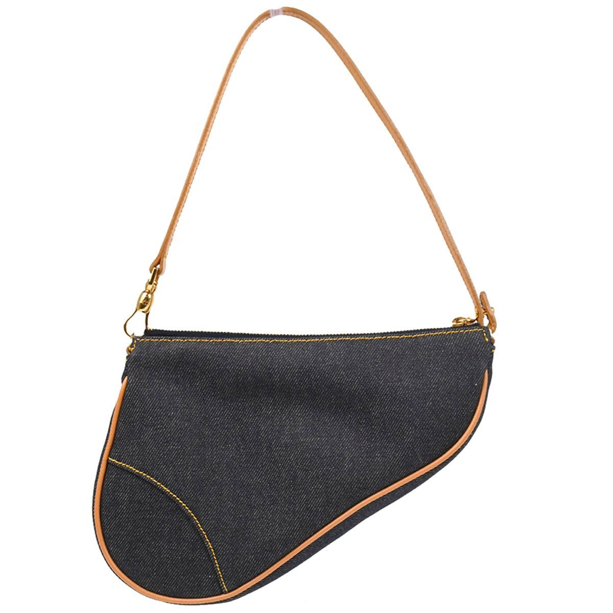 Christian Dior Saddle Handbag Denim Navy Denim_Jeans Handbag (Pre-Owned)