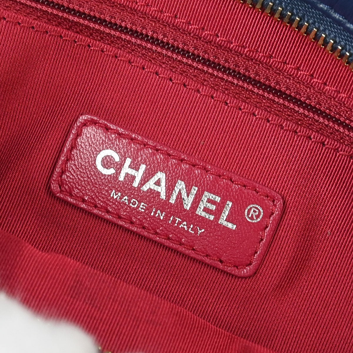 Chanel Gabrielle Shopping Tote Quilted Calfskin Blue Leather Tote Bag Bag (Pre-Owned)