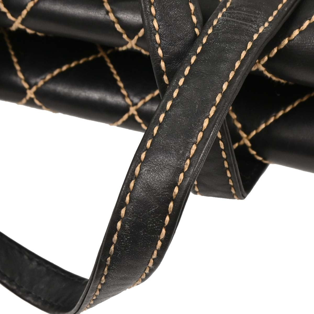 Chanel Surpique Compartment Tote Quilted Leather Black Calfskin Handbag (Pre-Owned)
