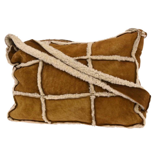 Chanel Flap Shoulder Bag Shearling And Suede Brown Suede Shoulder Bag Bag (Pre-Owned)