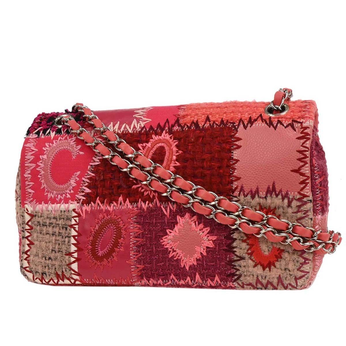 Chanel Flap Bag Multicolor Patchwork Tweed, Caviar With Calfskin Multicolour Tweed Shoulder Bag Bag (Pre-Owned)