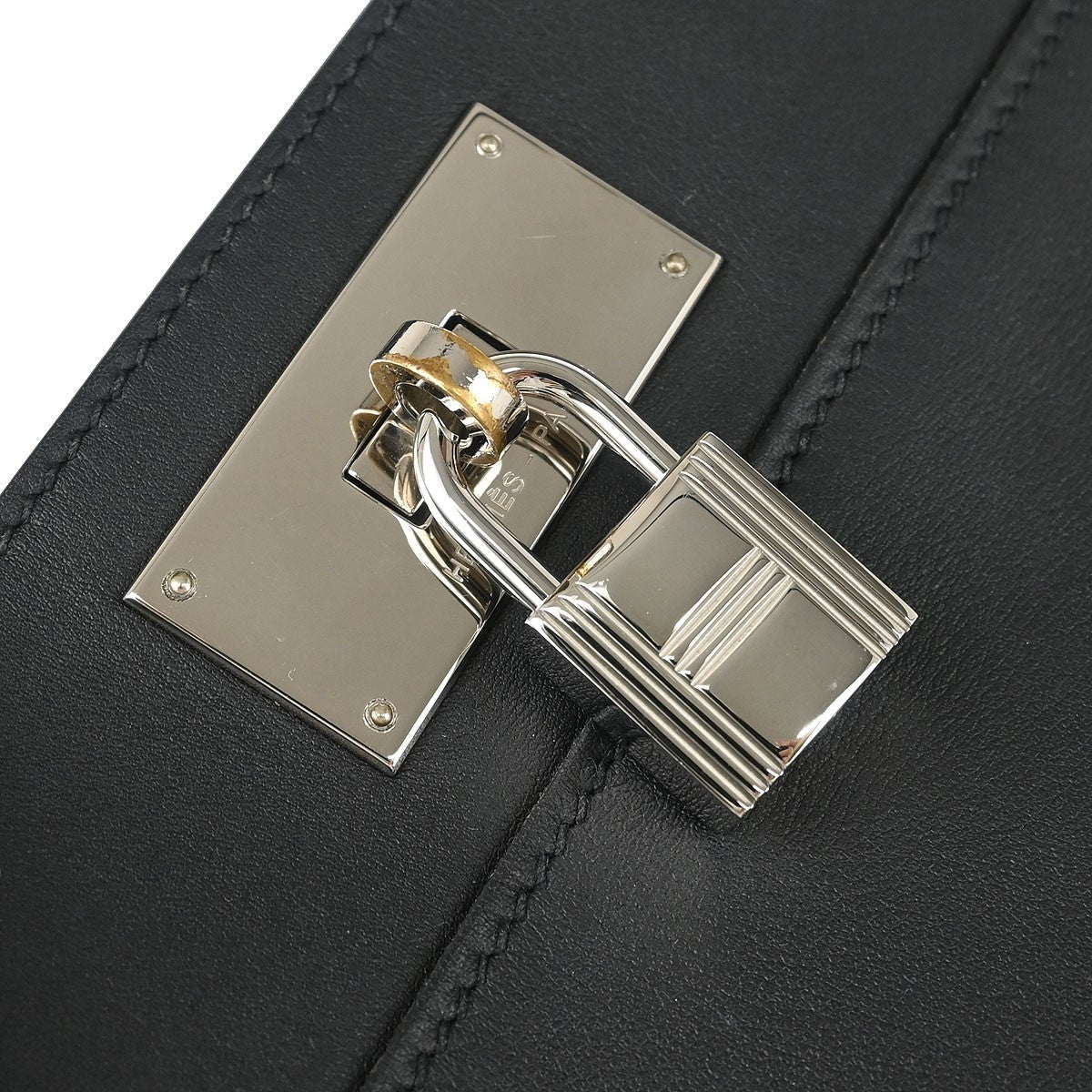 Hermes Toolbox Bag Swift Black Leather Handbag (Pre-Owned)