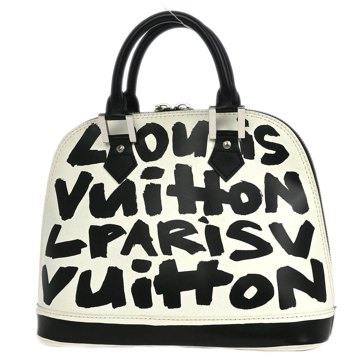 Louis Vuitton Alma Handbag Limited Edition Graffiti Leather Black Leather Handbag (Pre-Owned)