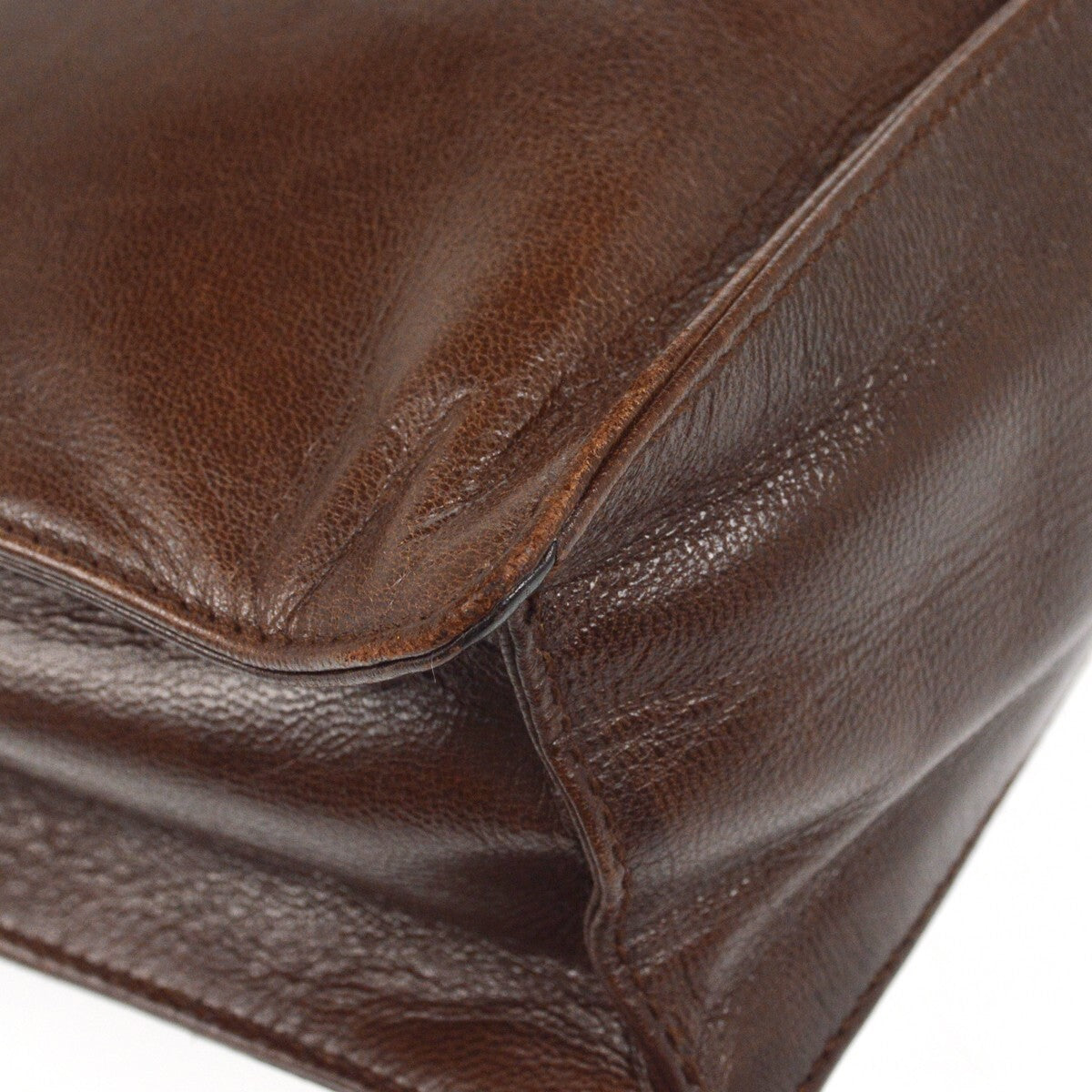 Prada Vintage Tote Leather Brown Leather Tote Bag Bag (Pre-Owned)